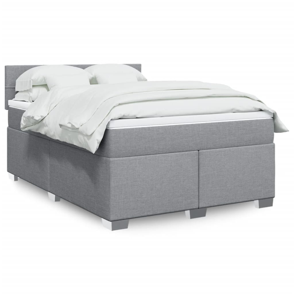 Boxspring met matras stof lichtgrijs 140x190 cm