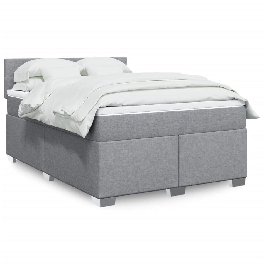 Boxspring met matras stof lichtgrijs 140x190 cm