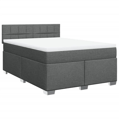 Boxspring met matras stof donkergrijs 140x190 cm