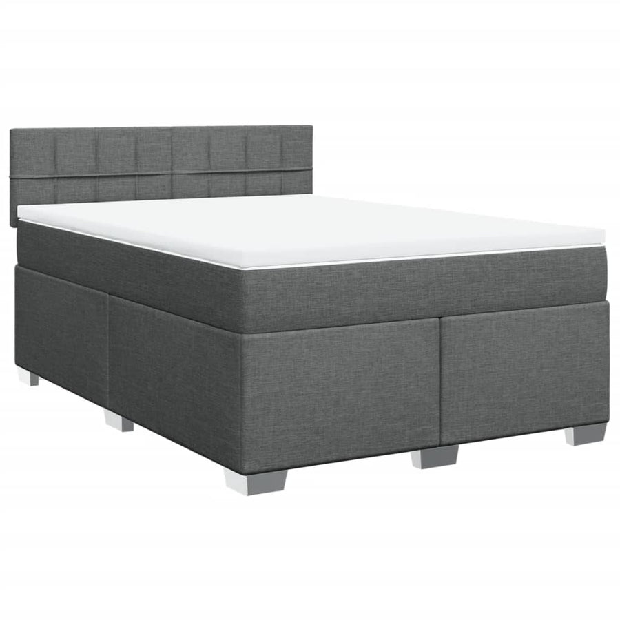 Boxspring met matras stof donkergrijs 140x190 cm