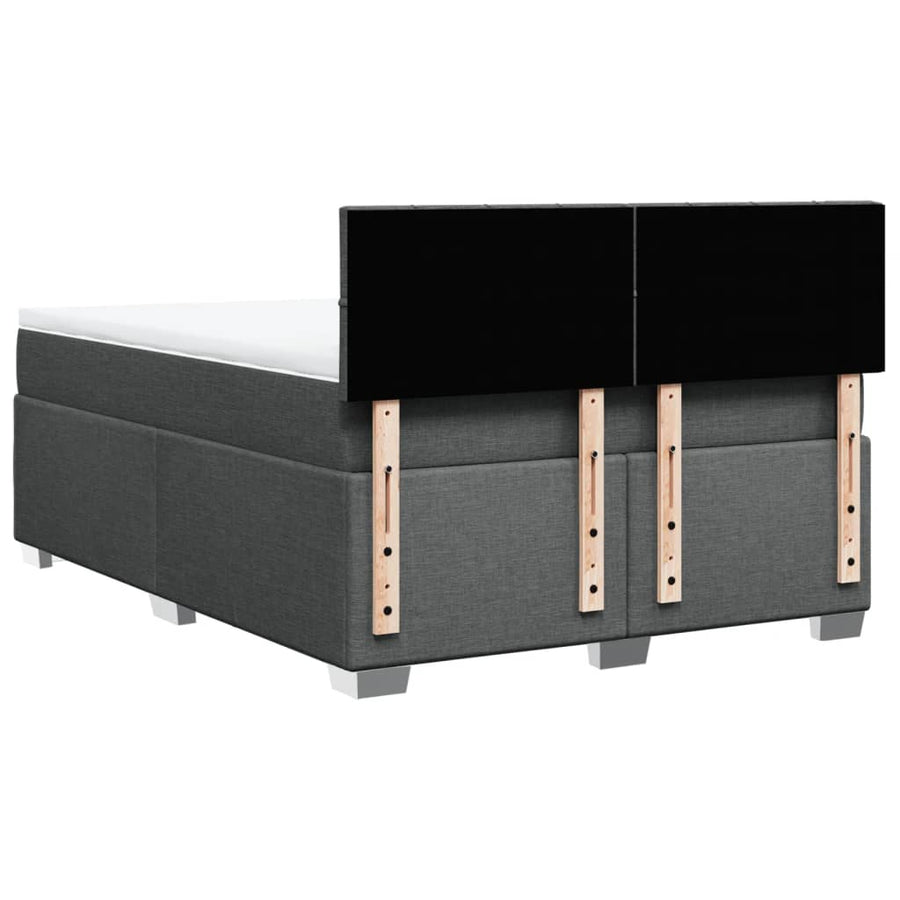 Boxspring met matras stof donkergrijs 140x190 cm