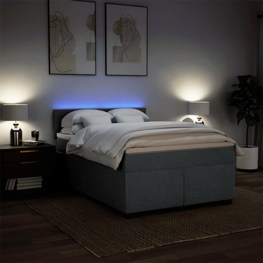 Boxspring met matras stof donkergrijs 140x190 cm