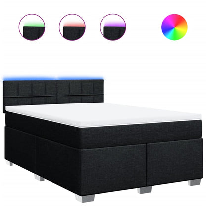Boxspring met matras stof zwart 140x190 cm