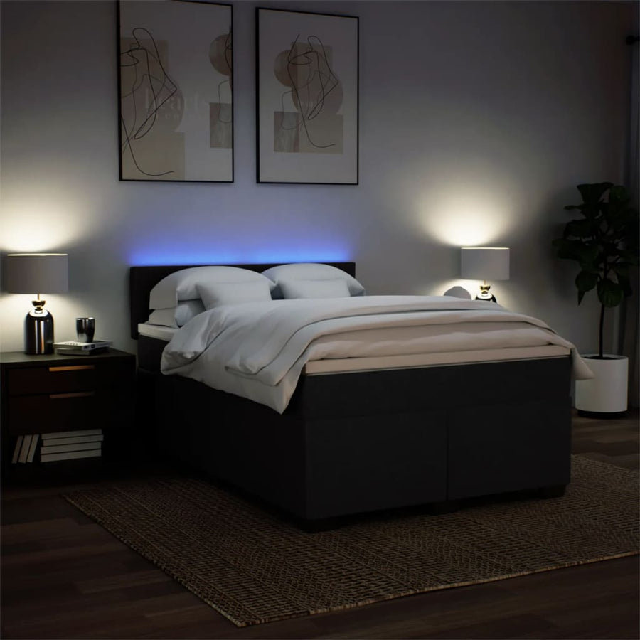 Boxspring met matras stof zwart 140x190 cm