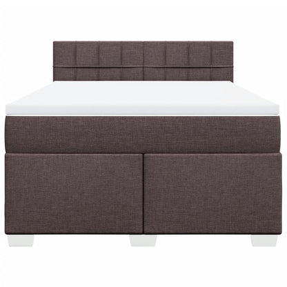 Boxspring met matras stof donkerbruin 140x190 cm