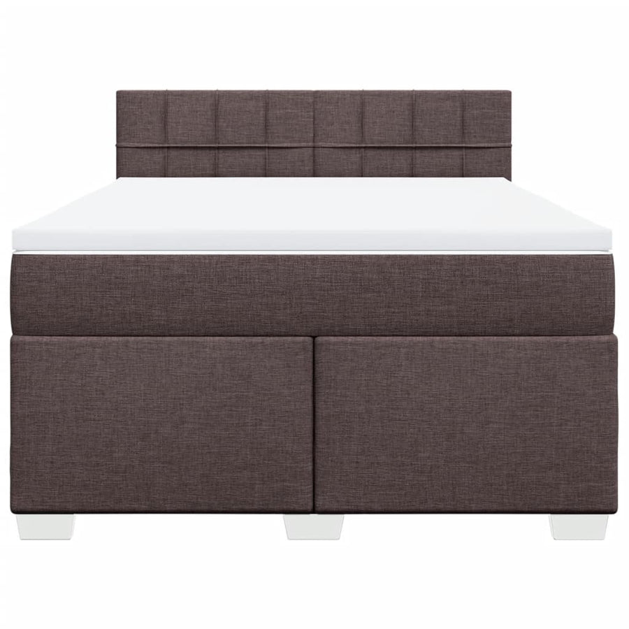 Boxspring met matras stof donkerbruin 140x190 cm