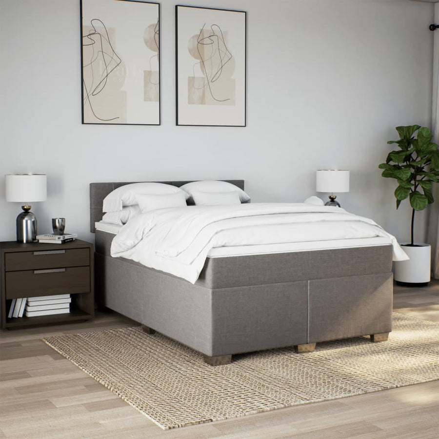 Boxspring met matras stof taupe 140x190 cm