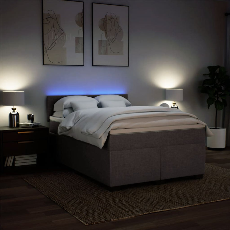 Boxspring met matras stof taupe 140x190 cm