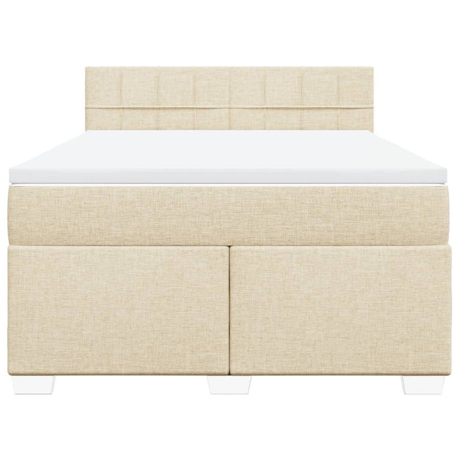 Boxspring met matras stof crèmekleurig 140x190 cm