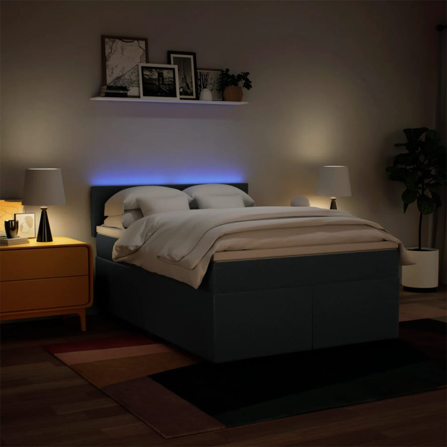 Boxspring met matras stof blauw 140x190 cm