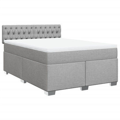 Boxspring met matras stof lichtgrijs 140x190 cm