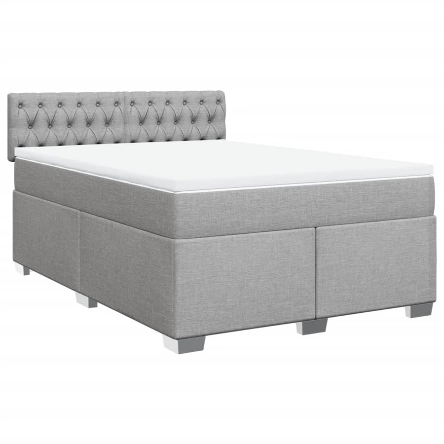 Boxspring met matras stof lichtgrijs 140x190 cm