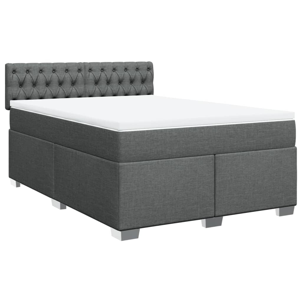 Boxspring met matras stof donkergrijs 140x190 cm