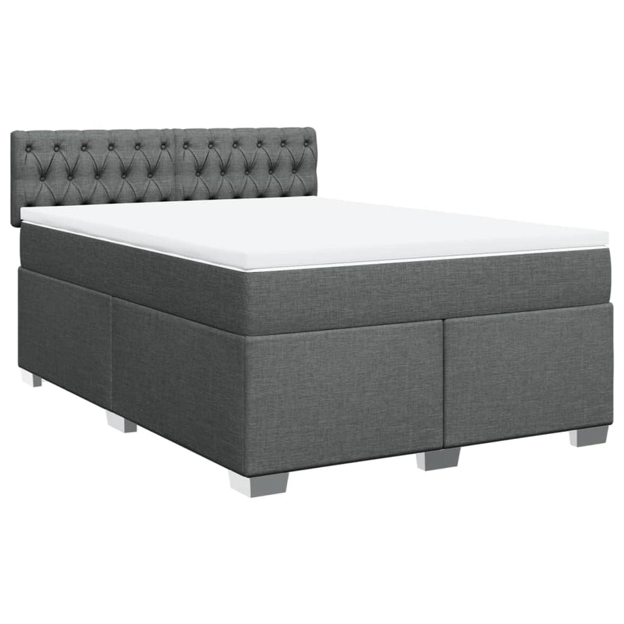 Boxspring met matras stof donkergrijs 140x190 cm