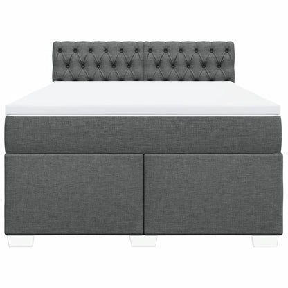 Boxspring met matras stof donkergrijs 140x190 cm