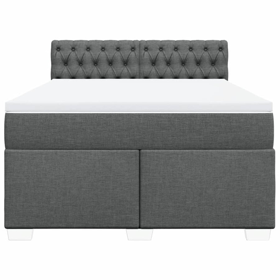 Boxspring met matras stof donkergrijs 140x190 cm