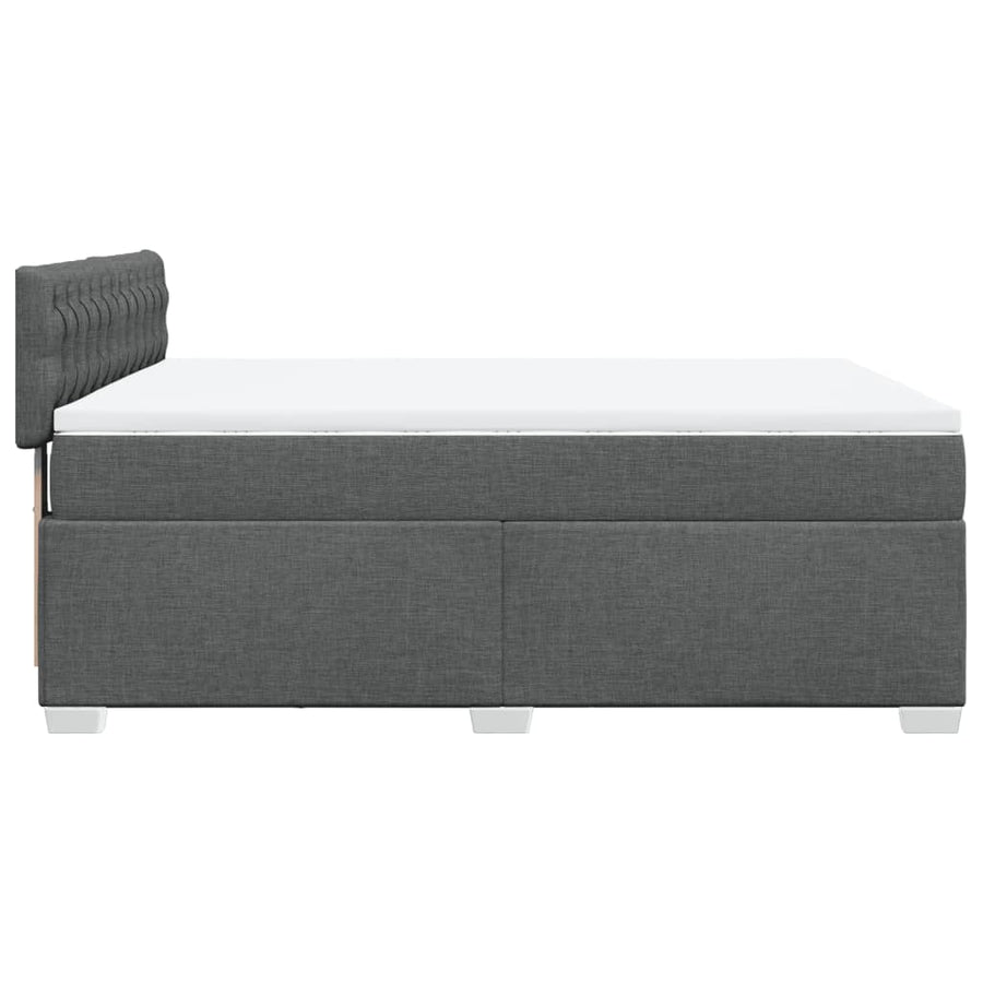 Boxspring met matras stof donkergrijs 140x190 cm