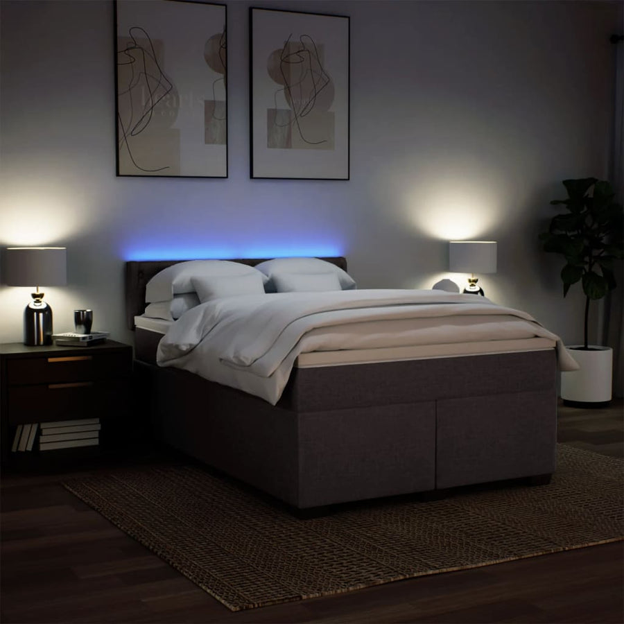 Boxspring met matras stof donkerbruin 140x190 cm
