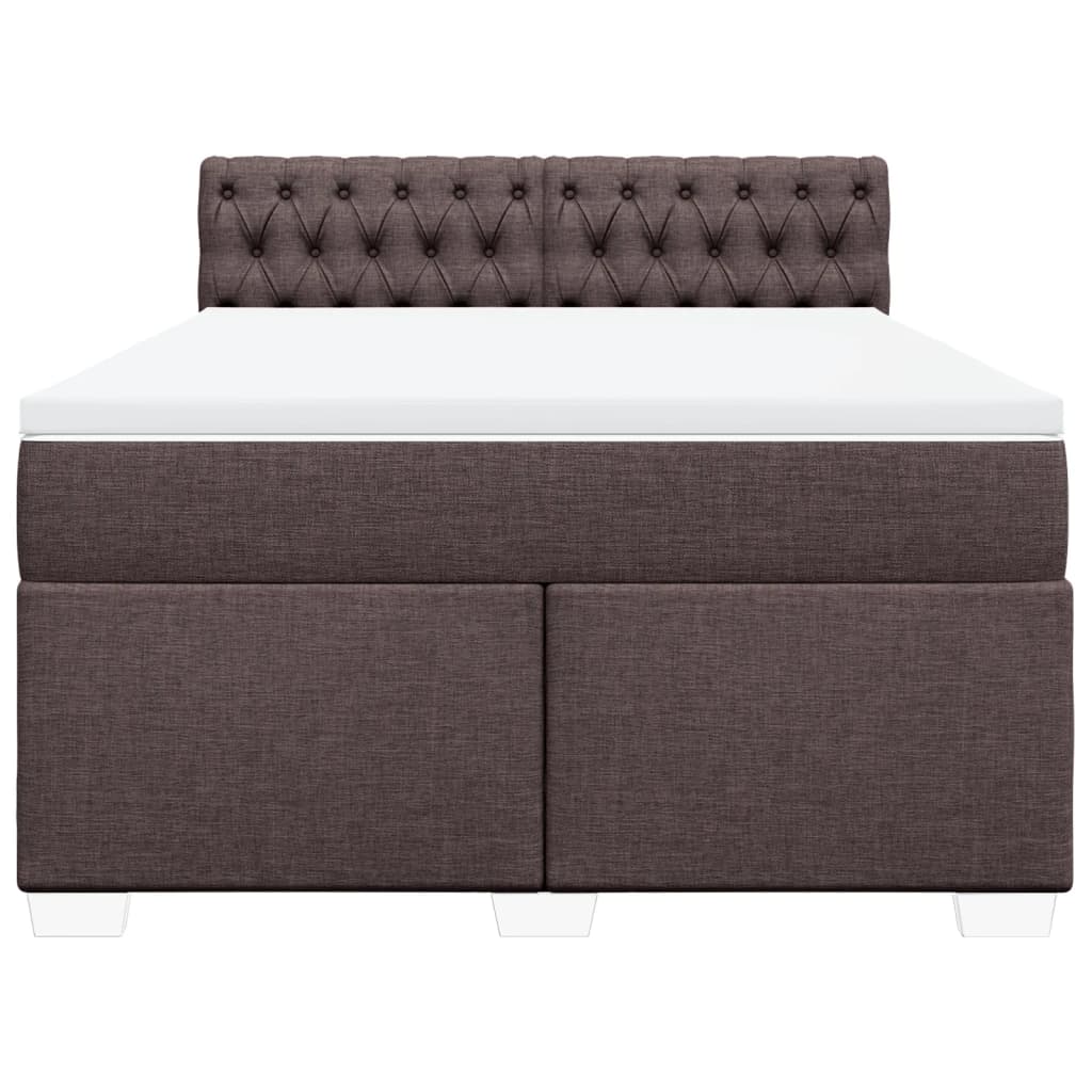 Boxspring met matras stof donkerbruin 140x190 cm
