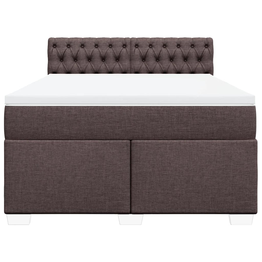 Boxspring met matras stof donkerbruin 140x190 cm