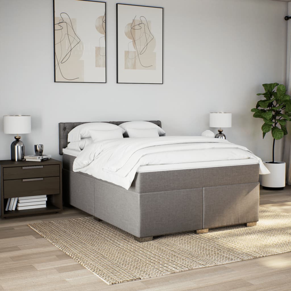 Boxspring met matras stof taupe 140x190 cm