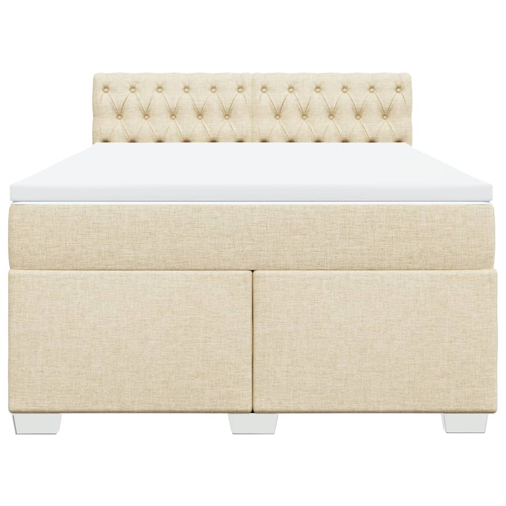 Boxspring met matras stof crèmekleurig 140x190 cm