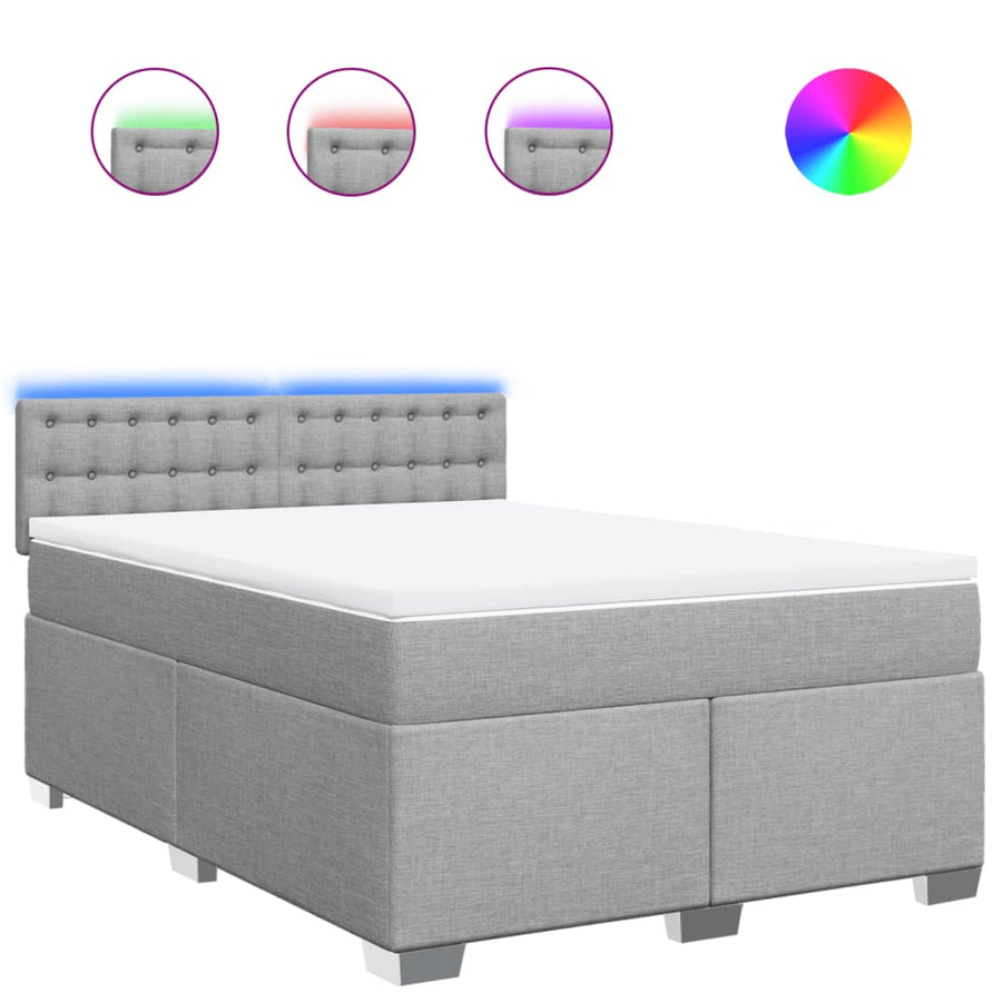 Boxspring met matras stof lichtgrijs 140x190 cm