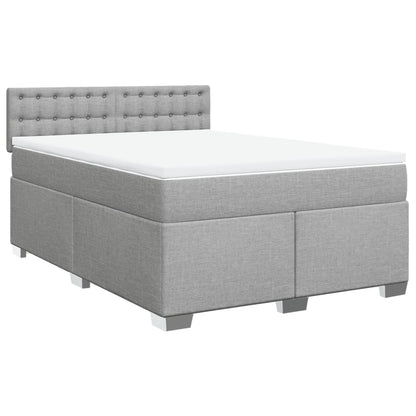 Boxspring met matras stof lichtgrijs 140x190 cm