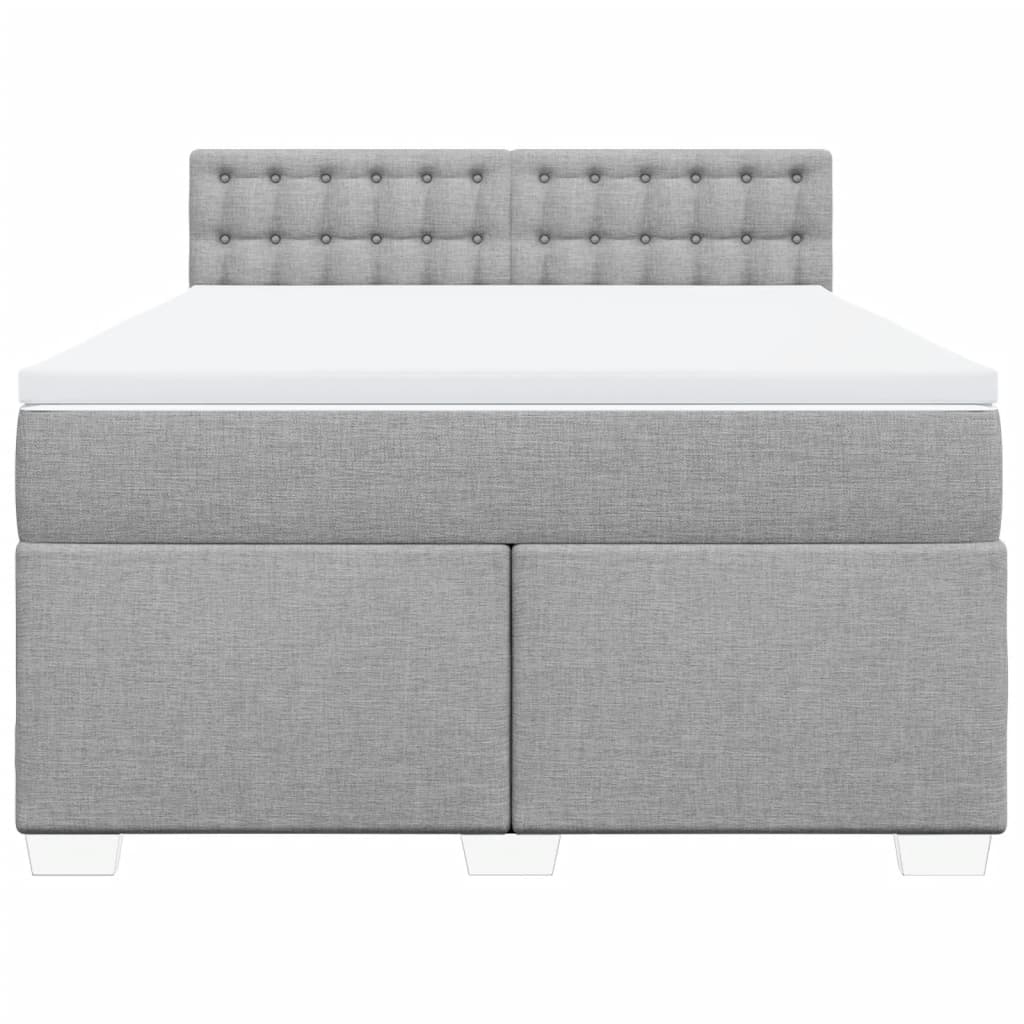 Boxspring met matras stof lichtgrijs 140x190 cm