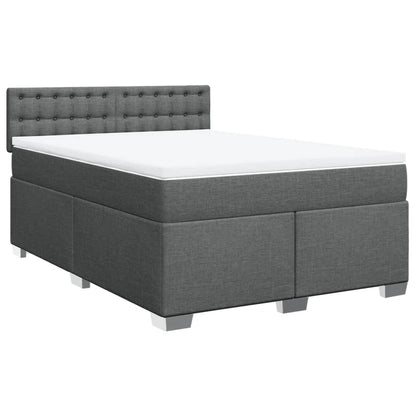 Boxspring met matras stof donkergrijs 140x190 cm