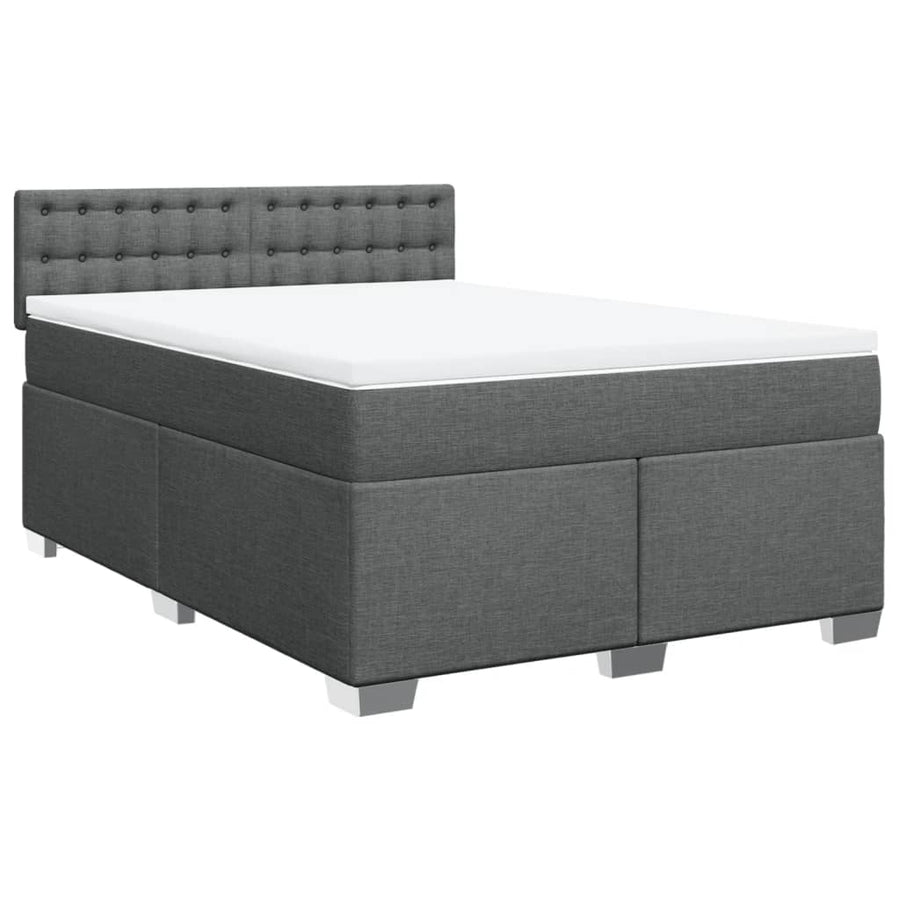 Boxspring met matras stof donkergrijs 140x190 cm