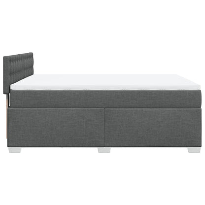 Boxspring met matras stof donkergrijs 140x190 cm