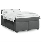 Box spring with mattress fabric dark grey 140x190 cm