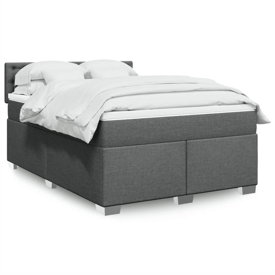 Boxspring met matras stof donkergrijs 140x190 cm