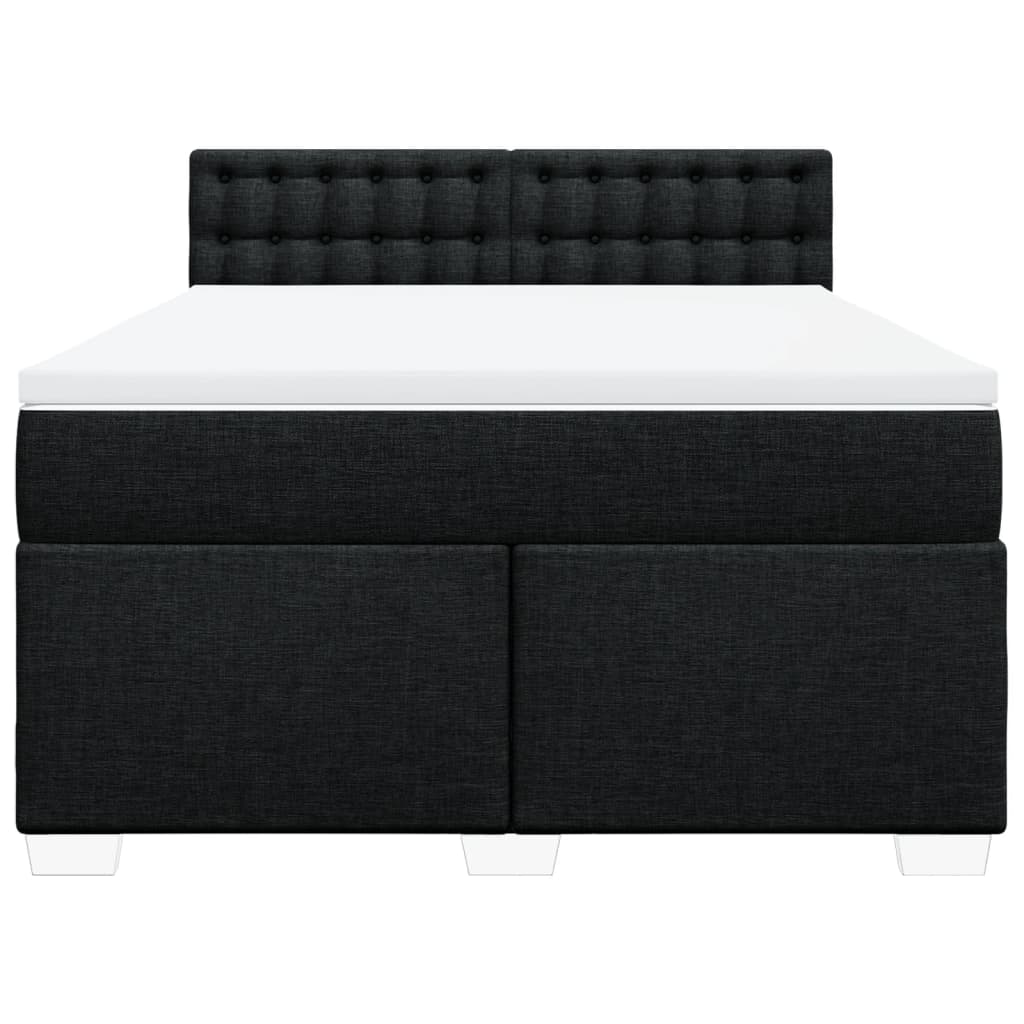 Boxspring met matras stof zwart 140x190 cm