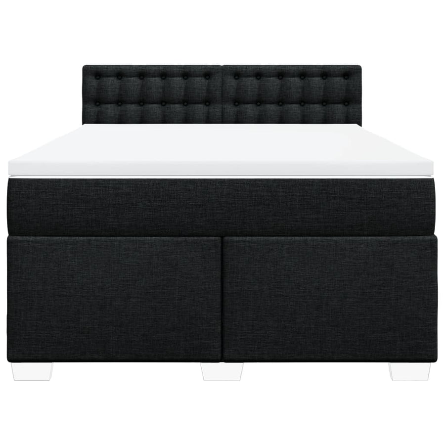 Boxspring met matras stof zwart 140x190 cm