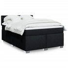 Box spring with fabric mattress black 140x190 cm
