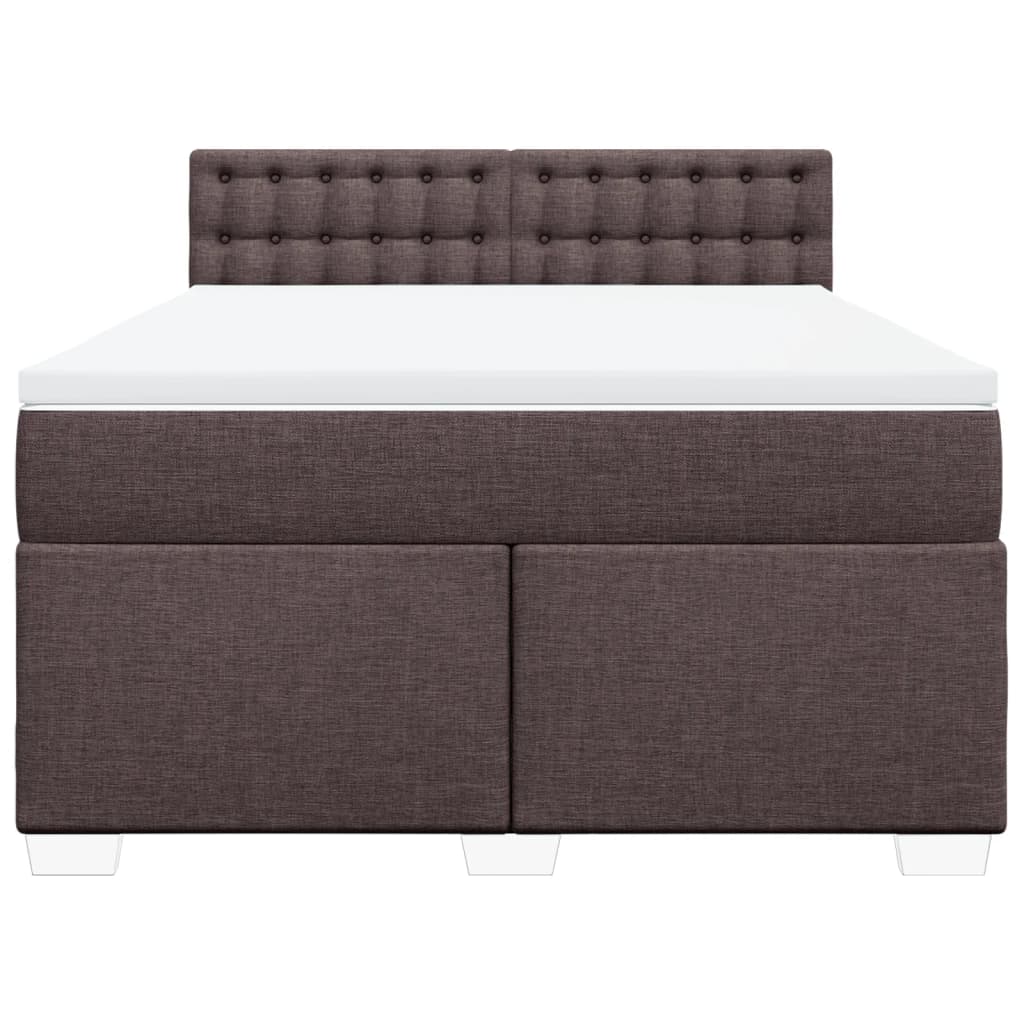 Boxspring met matras stof donkerbruin 140x190 cm