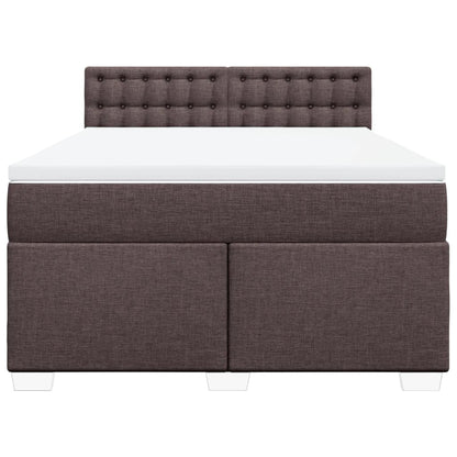 Boxspring met matras stof donkerbruin 140x190 cm
