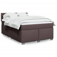 Boxspring met matras stof donkerbruin 140x190 cm