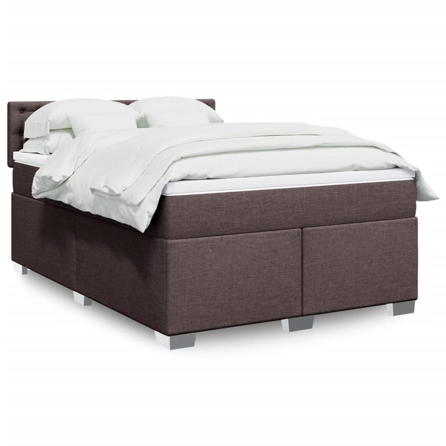 Boxspring met matras stof donkerbruin 140x190 cm