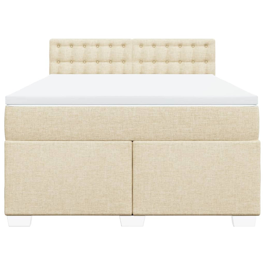 Boxspring met matras stof crèmekleurig 140x190 cm
