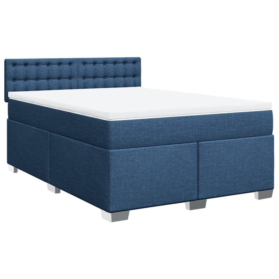 Boxspring met matras stof blauw 140x190 cm