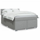 Box spring with light grey fabric mattress 140x200 cm