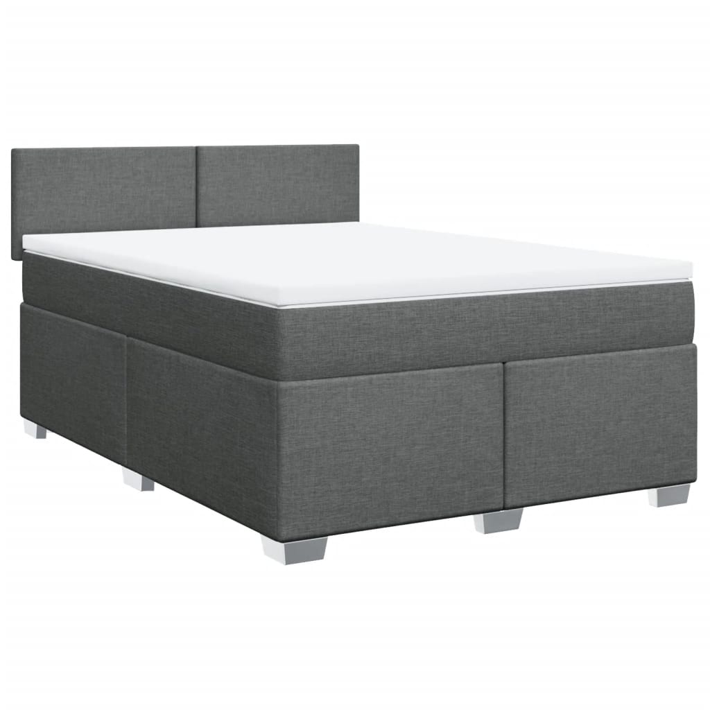 Boxspring met matras stof donkergrijs 140x200 cm