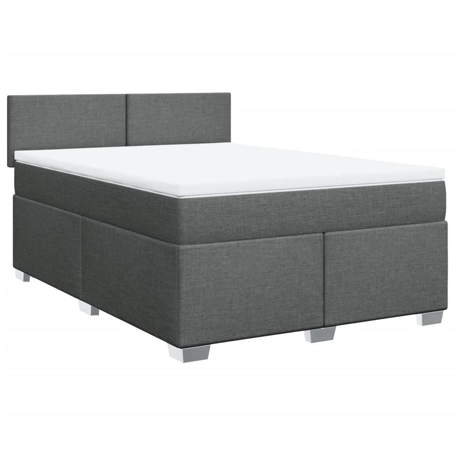 Boxspring met matras stof donkergrijs 140x200 cm