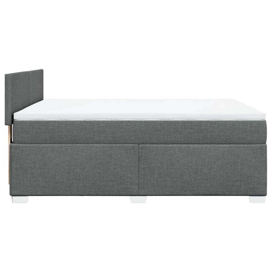 Boxspring met matras stof donkergrijs 140x200 cm