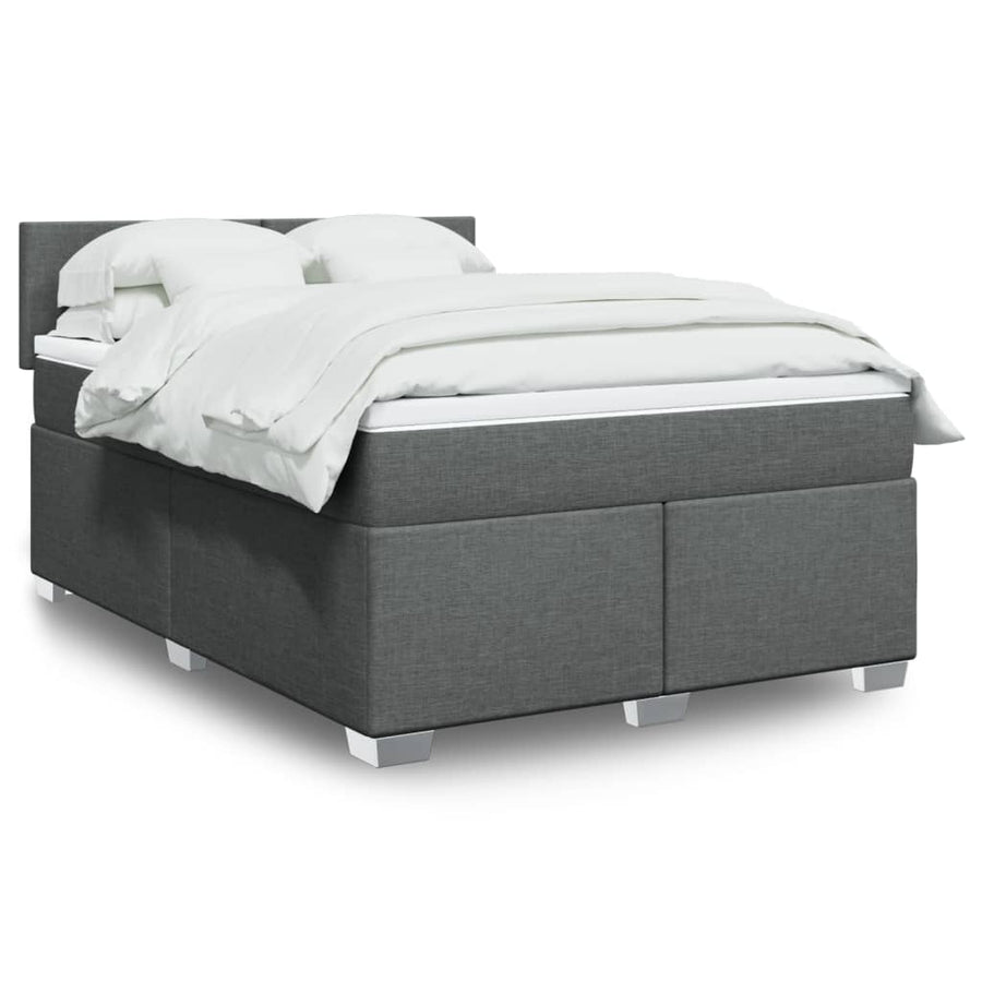 Boxspring met matras stof donkergrijs 140x200 cm