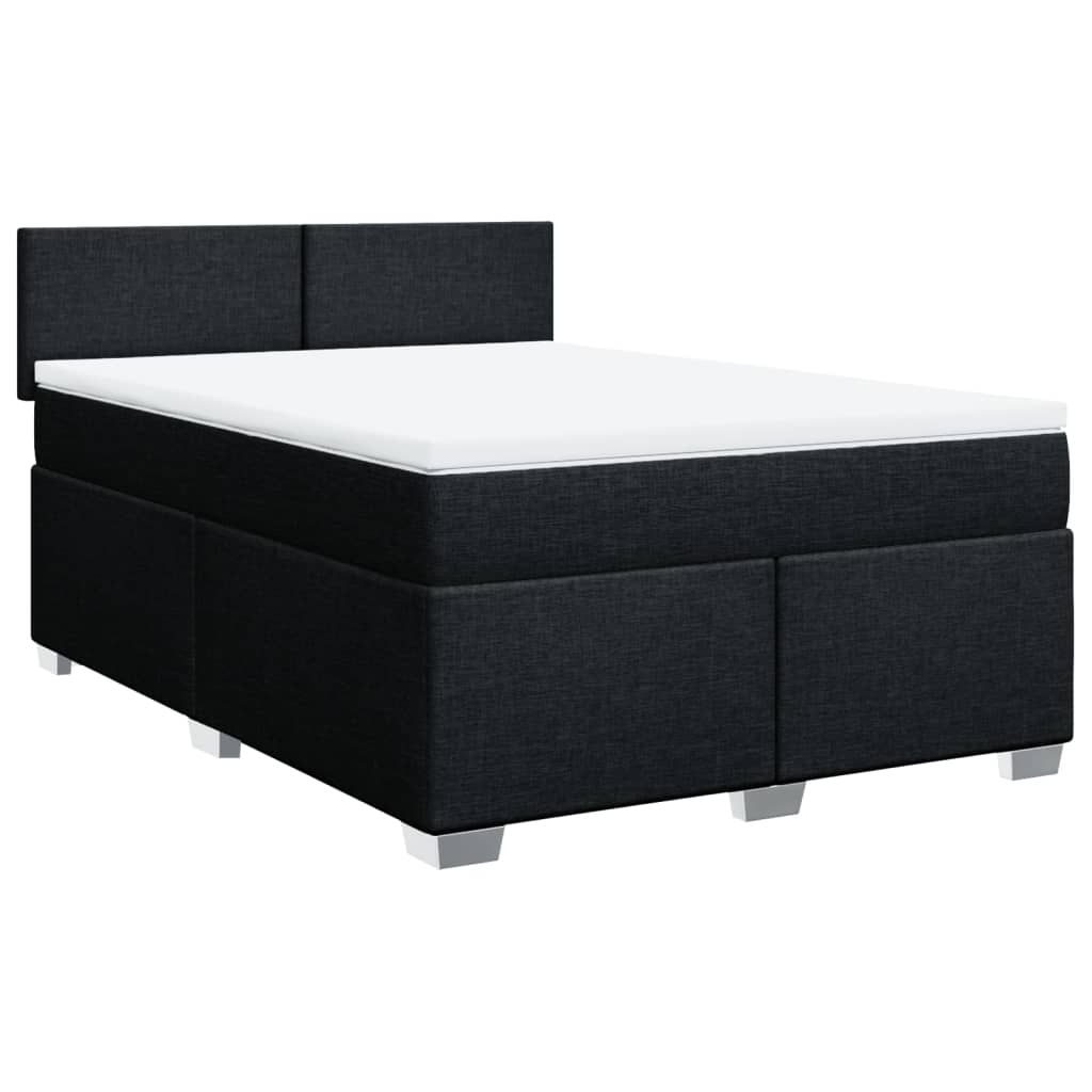 Boxspring met matras stof zwart 140x200 cm