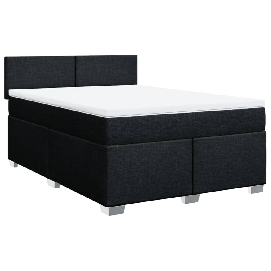Boxspring met matras stof zwart 140x200 cm